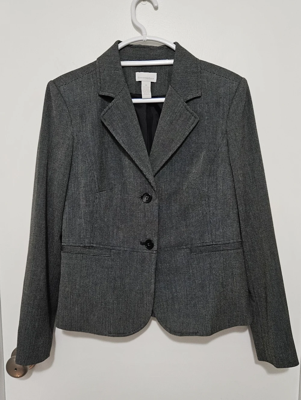 Charter Club Charcoal Gray Two-Button Tailored Blazer‎ Size 10